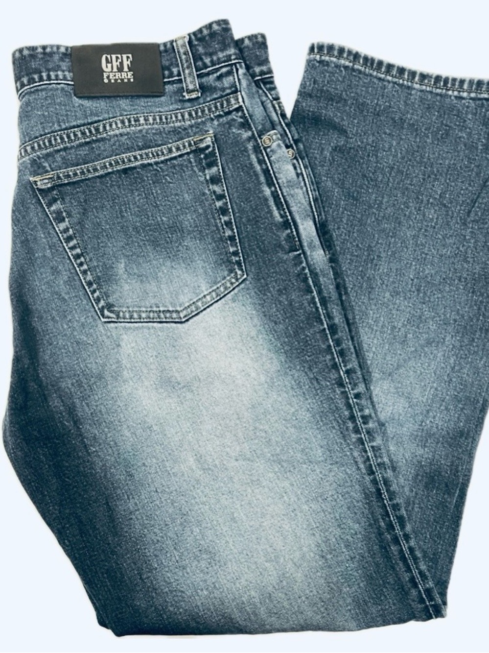 Gianfranco Ferre Men's Faded Blue Straight Jeans Size W36 L32 Price $85